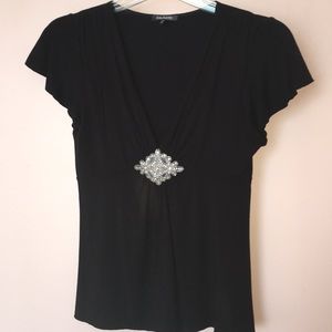 HP 🎉 Daisy Fuentes jeweled top. Size PM black  VGUC